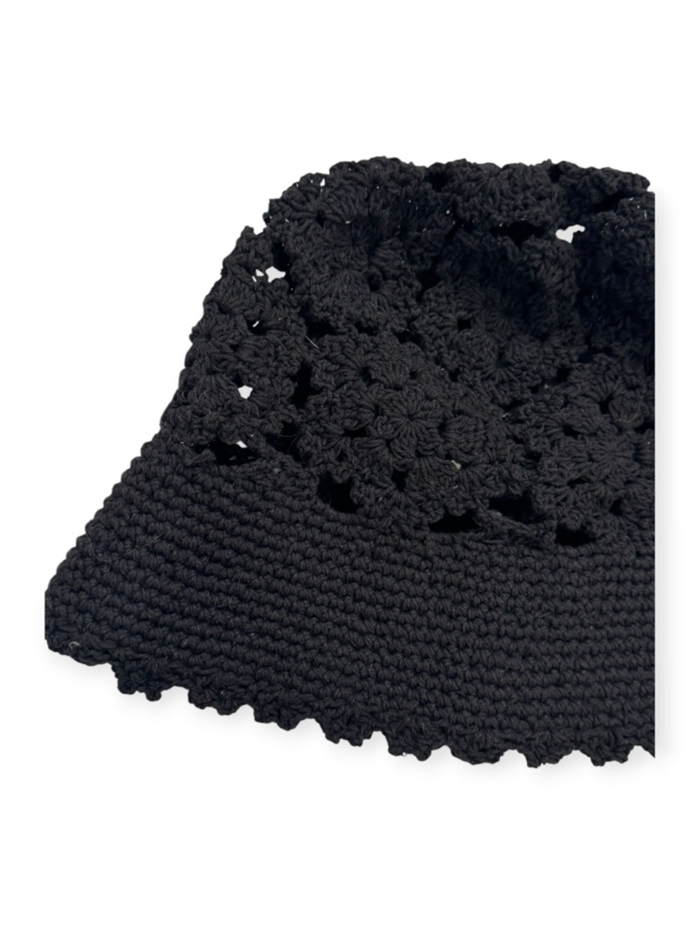 Y2K Vintage Gap boho knit cap Black Crochet Bucket Hat boho Chic Textured Fall